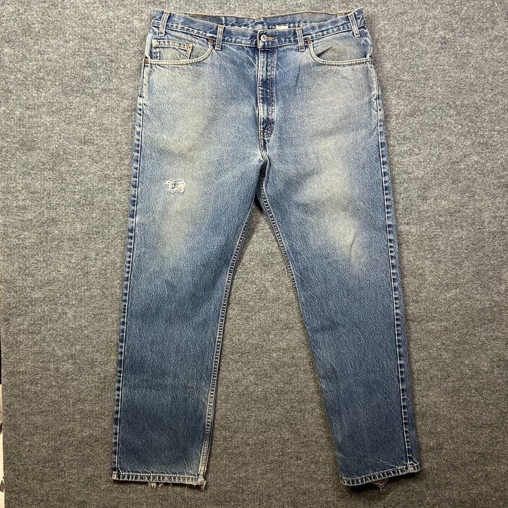 Levi's 501 Straight Jeans Mens 40X32 Blue Good Distressed Denim High Rise